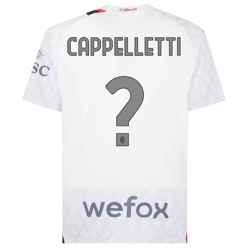 Donna Maglia Mattia Cappelletti #0 Bianco Kit Gara Away 2023/24 Maglietta