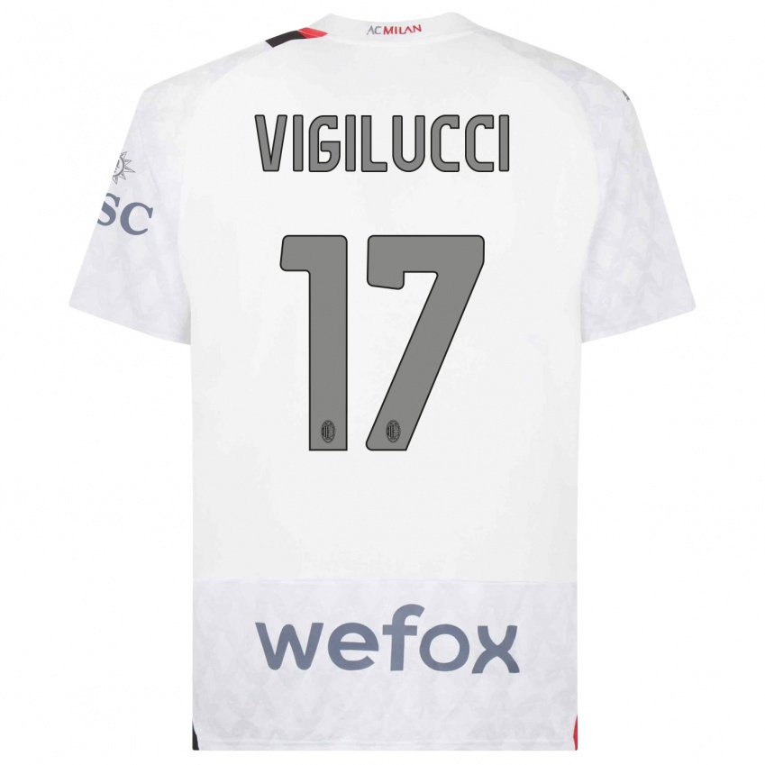Donna Maglia Valery Vigilucci #17 Bianco Kit Gara Away 2023/24 Maglietta
