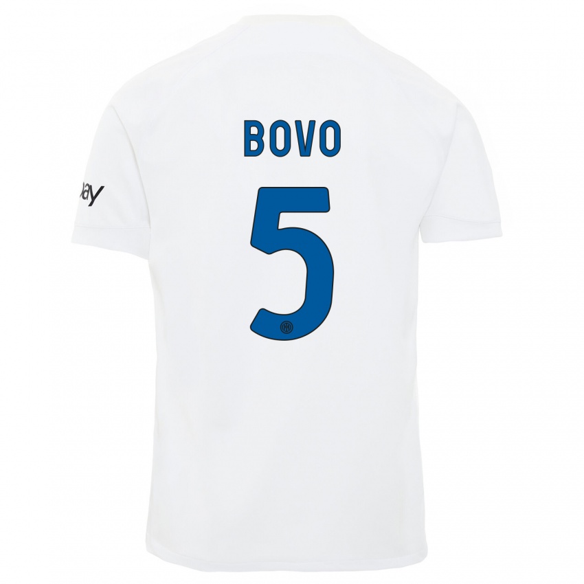 Donna Maglia Leonardo Bovo #5 Bianco Kit Gara Away 2023/24 Maglietta