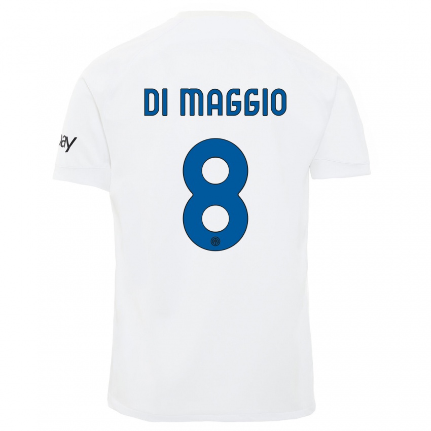 Donna Maglia Luca Di Maggio #8 Bianco Kit Gara Away 2023/24 Maglietta