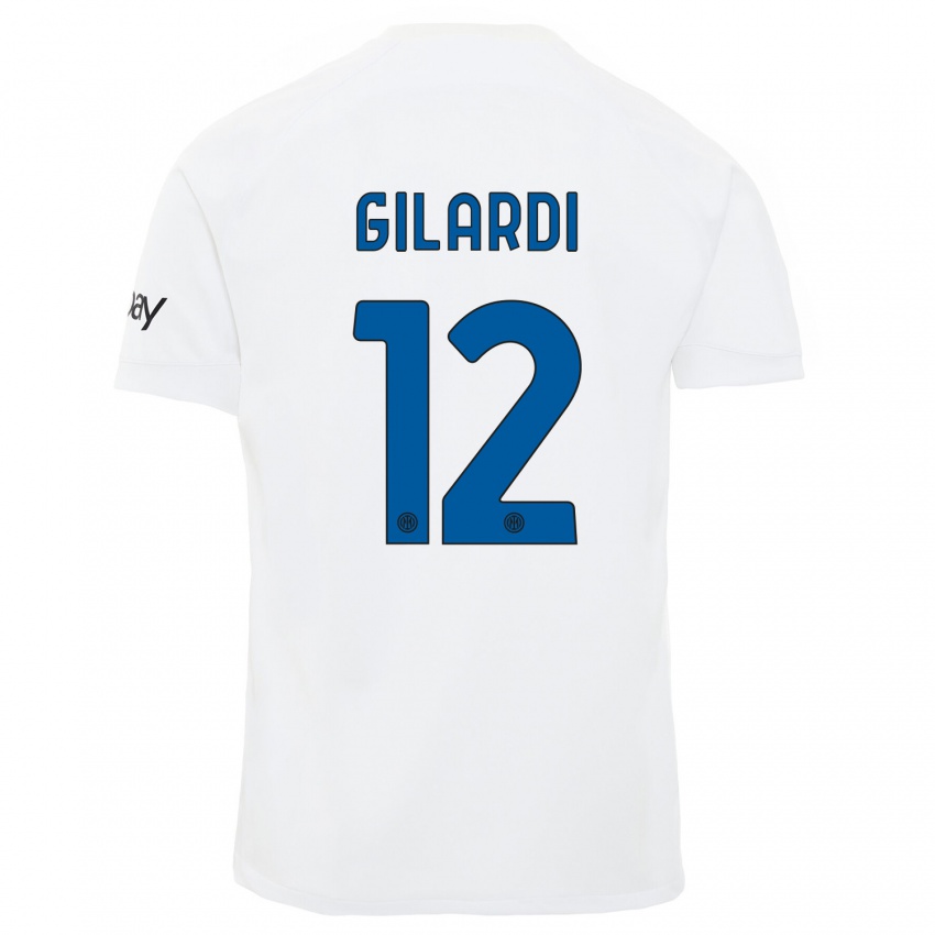 Donna Maglia Astrid Gilardi #12 Bianco Kit Gara Away 2023/24 Maglietta
